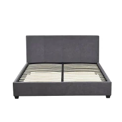 Meublorama Lit double ROMA 140x200 cm PU gris Sommier inclus Design moderne Structure MDF