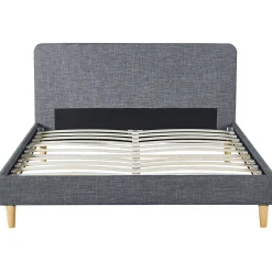 IDMarket Lit double scandinave BALTA avec tête de lit et sommier 140 x 190 cm tissu gris anthracite