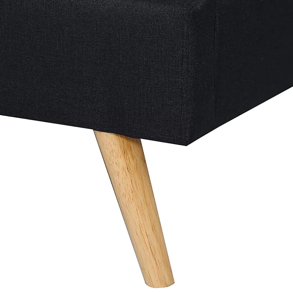 IDMarket Lit double scandinave OSLO avec tête de lit et sommier 140 x 190 cm tissu noir Best