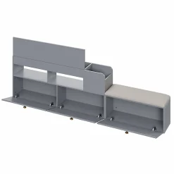 Okwish Lit Double 140x200 cm - avec Rangement Intégré et Tiroirs Latéraux, Banc Coffre pour Gain de Place - Gris