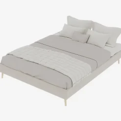Okwish Lit Double 140x200 cm - Cadre Moderne, Revêtement en Velours, sans Matelas, Beige Discount