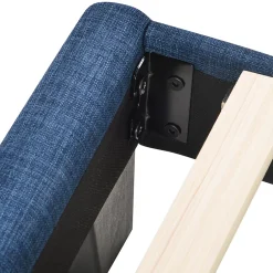 Okwish Lit double 140x200 cm - Lit adulte capitonné avec sommier à lattes - Lin - Sans Matelas - Bleu Online