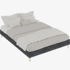 Okwish Lit Double 140x200 cm - Lit Adulte Minimaliste et Stable, Sans Tête de Lit et Sans Vérin, Sans Matelas, en Velours Hollandais Gris