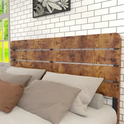 Okwish Lit Double 160x200 cm - Lit Adulte en Bois avec Cadre Métal Robuste - Style Industriel - Sans Matelas - Marron Outlet