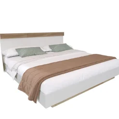 Okwish Lit double 140x200 cm - Lit adulte flottant en bois massif avec sommier à lattes - Bois massif - Sans Matelas - Naturel