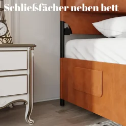 Okwish Lit Double 140x200 cm - Lit Adulte en PU avec Têtières Amovibles et Boucles Métalliques - design Moderne - Sans Matelas - Beige
