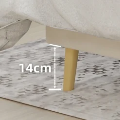 Okwish Lit Double 160x200 cm - Lit Adulte Style Moderne avec Tête de Lit Confortable, en Tissu Beige, Sans Matelas