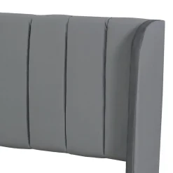 Okwish Lit Double 180x200 cm - Lit Capitonné en Velours Gris avec 2 Tiroirs de Rangement, Sommier à Lattes Inclus, Style Moderne
