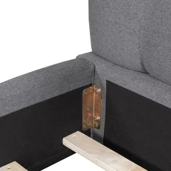 Okwish Lit double 140x190 cm - Lit classique avec dossier moelleux - Lin - Sans Matelas - Gris Hot