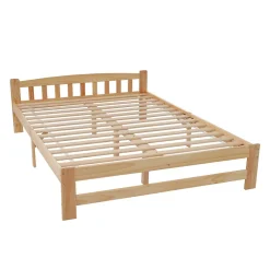 Okwish Lit double 140x200 cm - Lit classique avec tête de lit et sommier à lattes - Pin - Sans matelas - Naturel Best