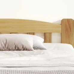 Okwish Lit double 140x200 cm - Lit classique avec tête de lit et sommier à lattes - Pin - Sans matelas - Naturel Best