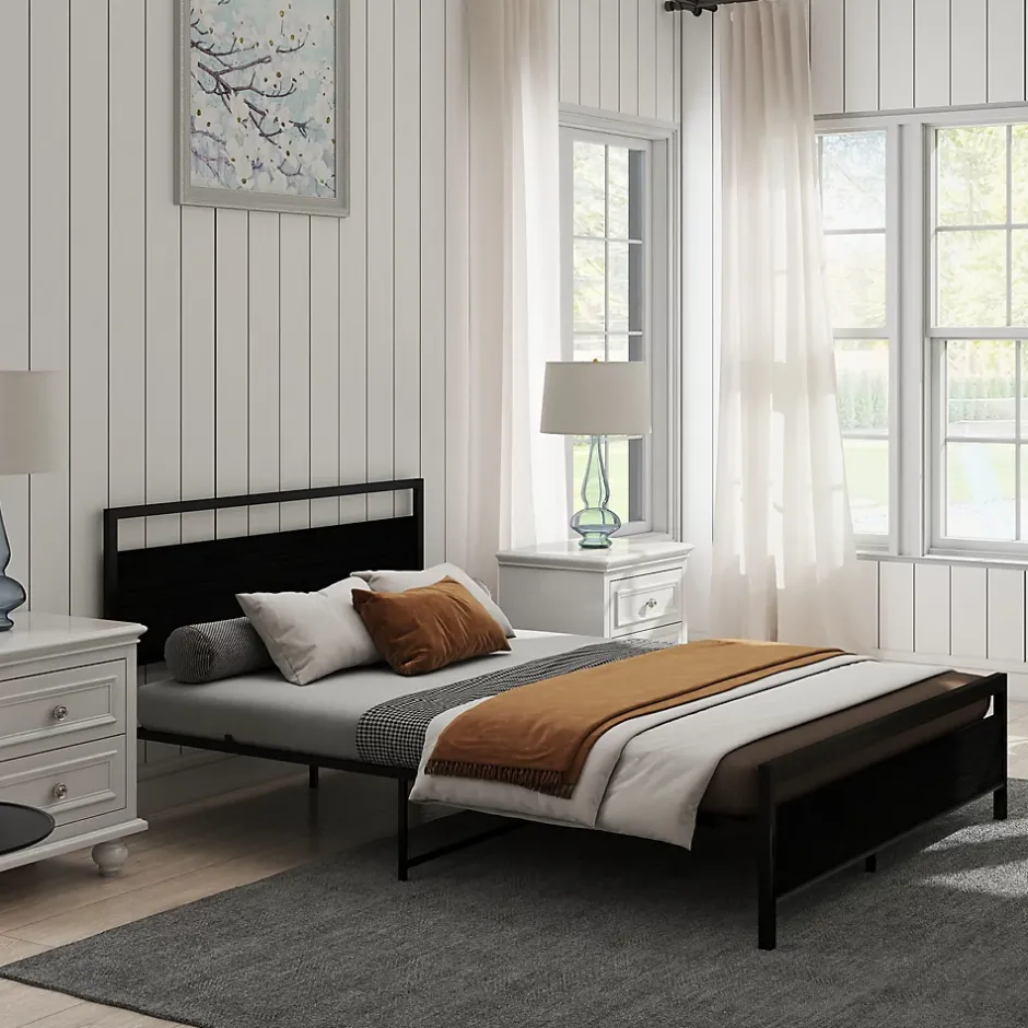 Okwish Lit Double 140x200 cm - Lit en Métal Noir Robuste et Gain de Place pour Appartement - Sans Matelas Best