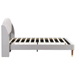 Okwish Lit Double 140x200 cm - Lit Rembourré ado - Velours - Sans Matelas - Gris Discount
