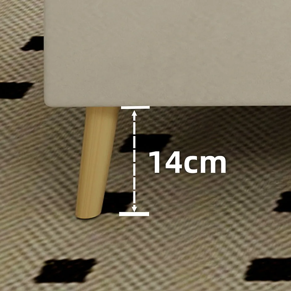 Okwish Lit Double 160x200 cm - Tête de Lit LED Intégrée et Base Basse Anti-Poussière, Lit Adulte/Ado, Velours, Beige, Sans Matelas