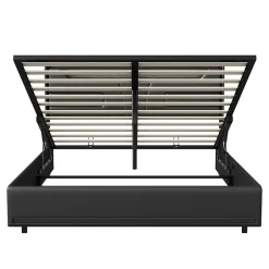 Simple Life Lit Double 140x200 Cm Avec Rangement Et Port De Charge, Éclairage Par Bande Lumineuse, Noir Outlet