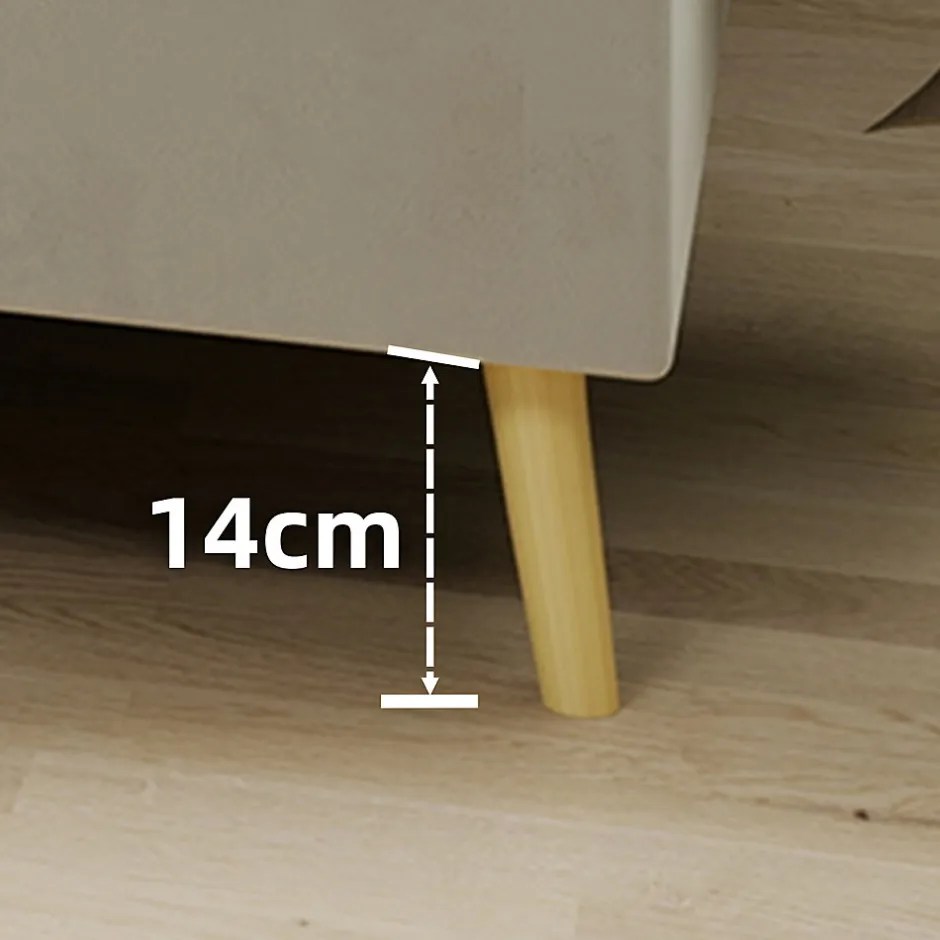 Okwish Lit Double 160x200 cm Bas Moderne pour Adulte/Ado avec Structure Stable, Sans Tête de Lit, Sans Matelas, Velours Hollandais Beige