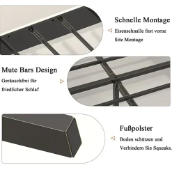 Okwish Lit double 140x200 cm capitonné adulte avec métallique stable et design à ailes - plateforme rembourrée velours côtelé beige/crème Online