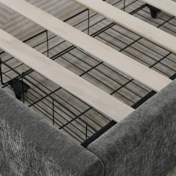 Blackcolors Lit double 160x200 cm, chenille, 4 tiroirs - gris foncé Sale