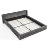 Blackcolors Lit double 140x200 cm, chenille, cadre eucalyptus/fer - gris foncé New