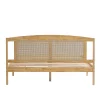 ProximaX Lit Double 160x200 cm en Pin et Rotin PE avec Coussin, 15 Lattes et Pied Central, Lit pour Adolescents et Adultes Sale