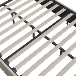 ProximaX Lit double 140x200 cm en velours blanc cassé avec clous décoratifs, motif ondulé, sommier à lattes et rangement