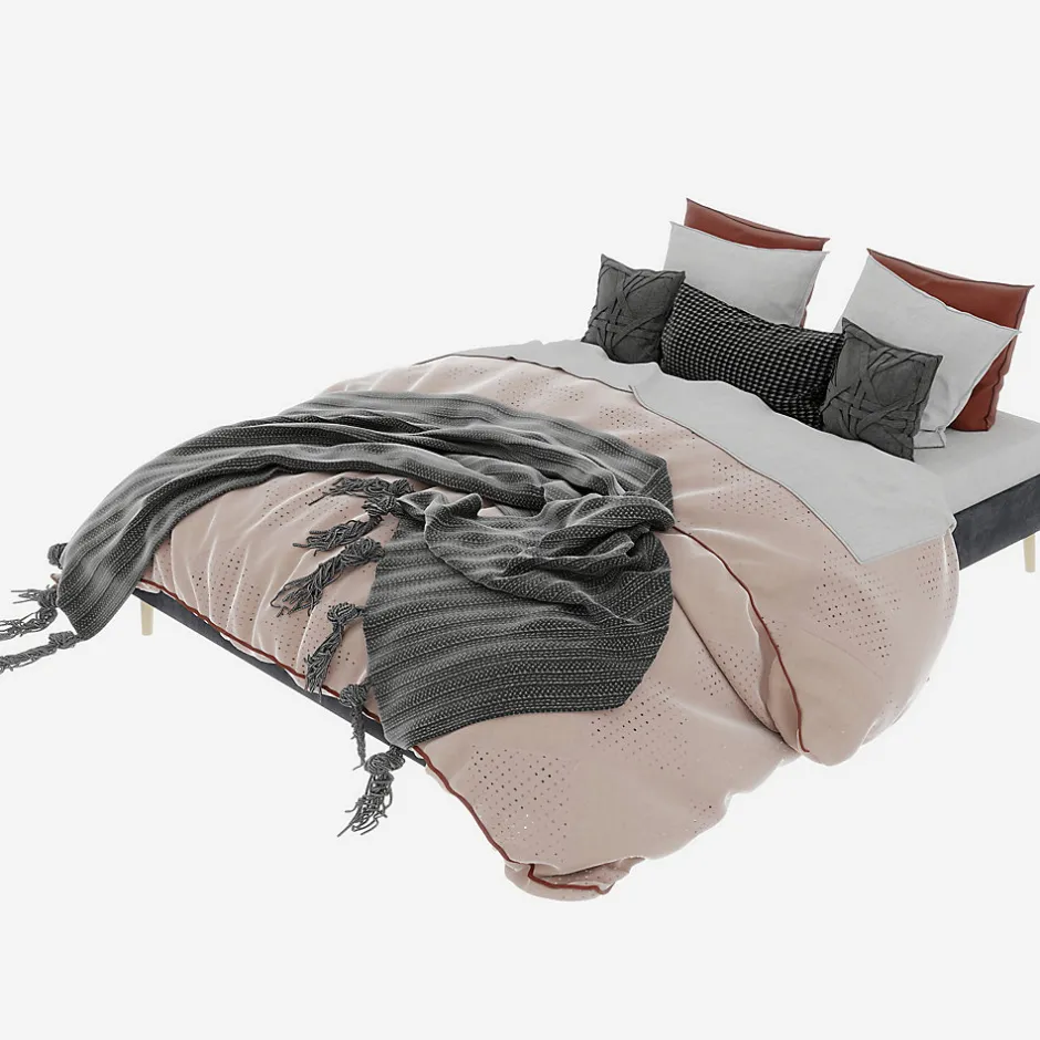 Okwish Lit Double 160x200 cm, Lit Adulte et Ado avec Cadre Bas Minimaliste, Design Stable en Velours Hollandais Gris, Sans Matelas