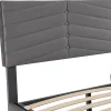 Blackcolors Lit Double 180x200cm Hydraulique Velours Rayé Gris New