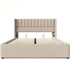 Blackcolors Lit Double 140x200cm Rembourré Hydraulique Lin Beige