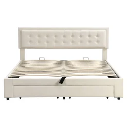 Blackcolors Lit Double 180X200Cm Velours Tiroirs Beige
