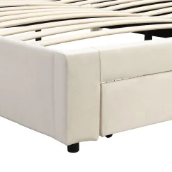 Blackcolors Lit Double 180X200Cm Velours Tiroirs Beige