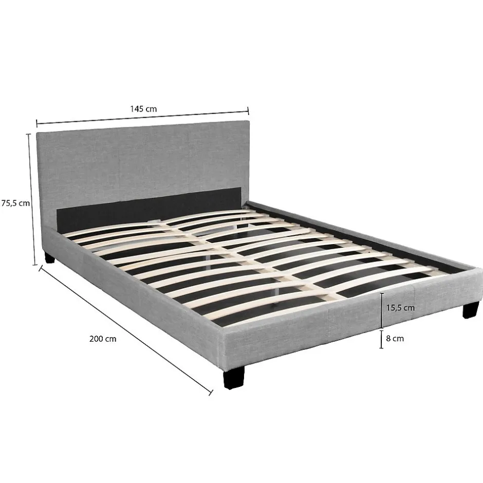 Weber Industries Lit DUBLIN 140x190 + 1 sommier / Gris clair