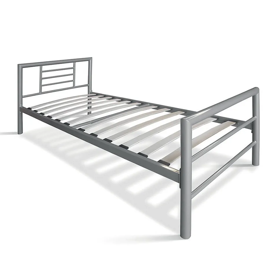 Meublorama Lit ECHO Lit simple 90x200 cm gris métal avec sommier inclus