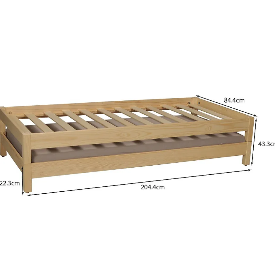 Weber Industries Lit empilable JONAS 80x200 (lot de deux lits)+ 2 sommiers / Naturel