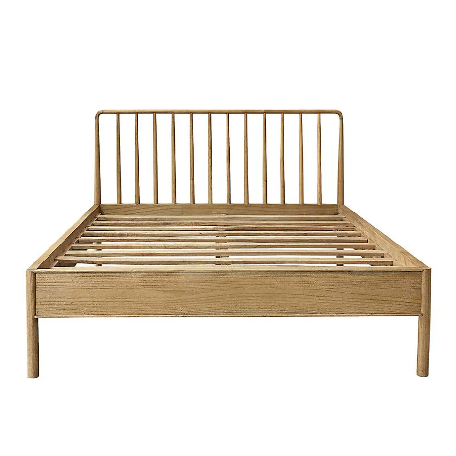Berah Getah Lit en bois massif 160 cm avec sommier