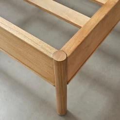 Berah Getah Lit en bois massif 160 cm avec sommier