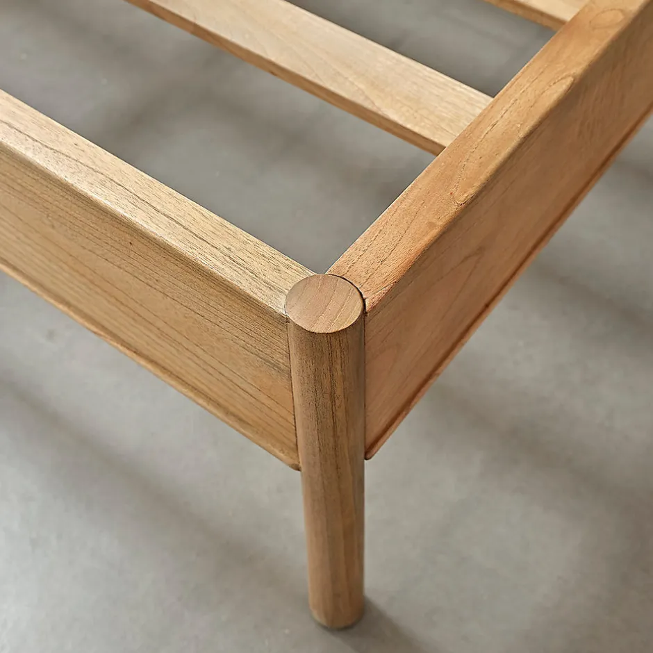 Berah Getah Lit en bois massif 160 cm avec sommier
