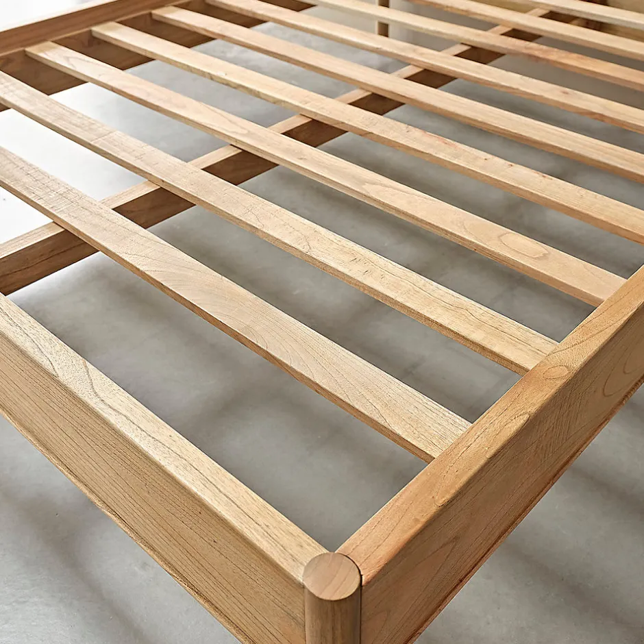 Berah Getah Lit en bois massif 160 cm avec sommier