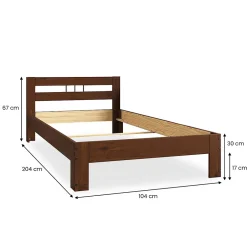 Idimex Lit en bois THEO 100 x 200 cm - Coloris châtaignier Discount