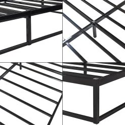[En.Casa] Lit en métal Trerunta acier 160 x 200 cm noir en.casa