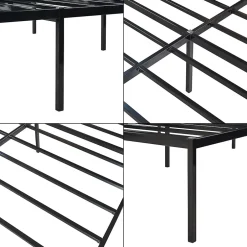 [En.Casa] Lit en métal Vaardö acier 180 x 200 cm noir en.casa