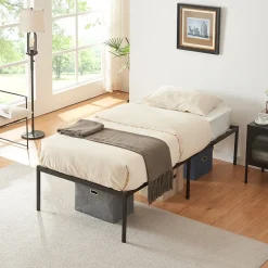 [En.Casa] Lit en métal Vaardö acier 90 x 200 cm noir en.casa