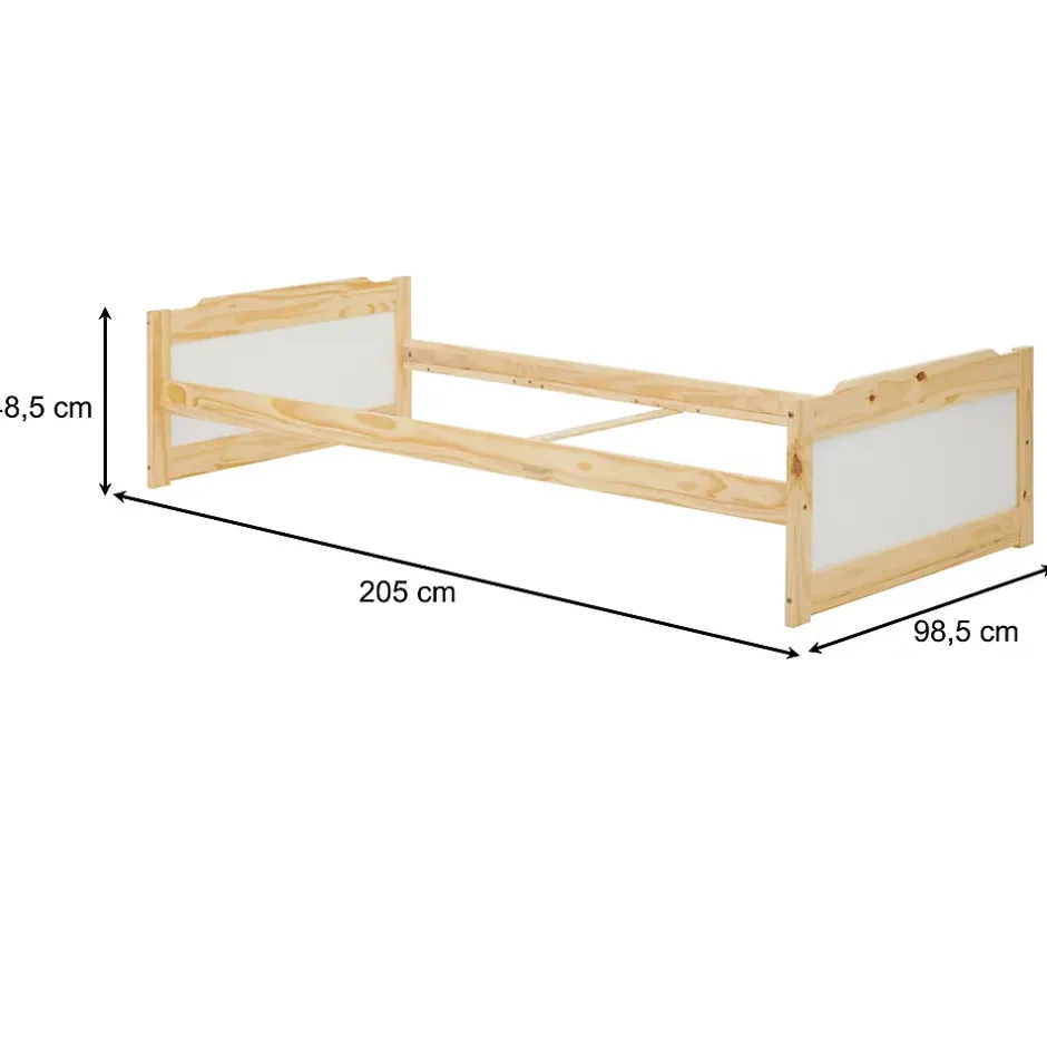 Idimex Lit en pin FRITZ, 90 x 200 cm, coloris naturel et blanc Outlet