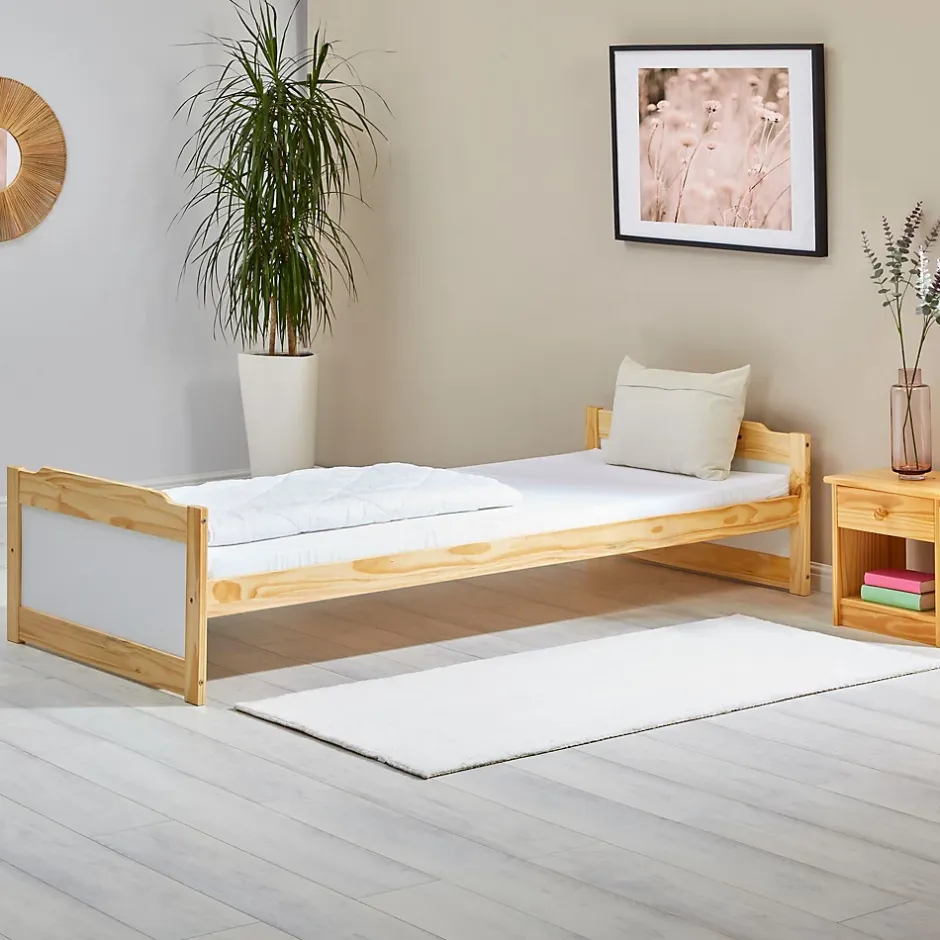 Idimex Lit en pin FRITZ, 90 x 200 cm, coloris naturel et blanc Outlet