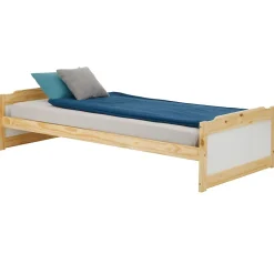 Idimex Lit en pin FRITZ, 90 x 200 cm, coloris naturel et blanc Outlet