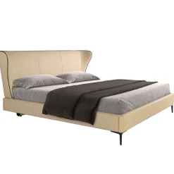 Angel Cerda Lit en similicuir crème moderne avec sommier multi-lits Online