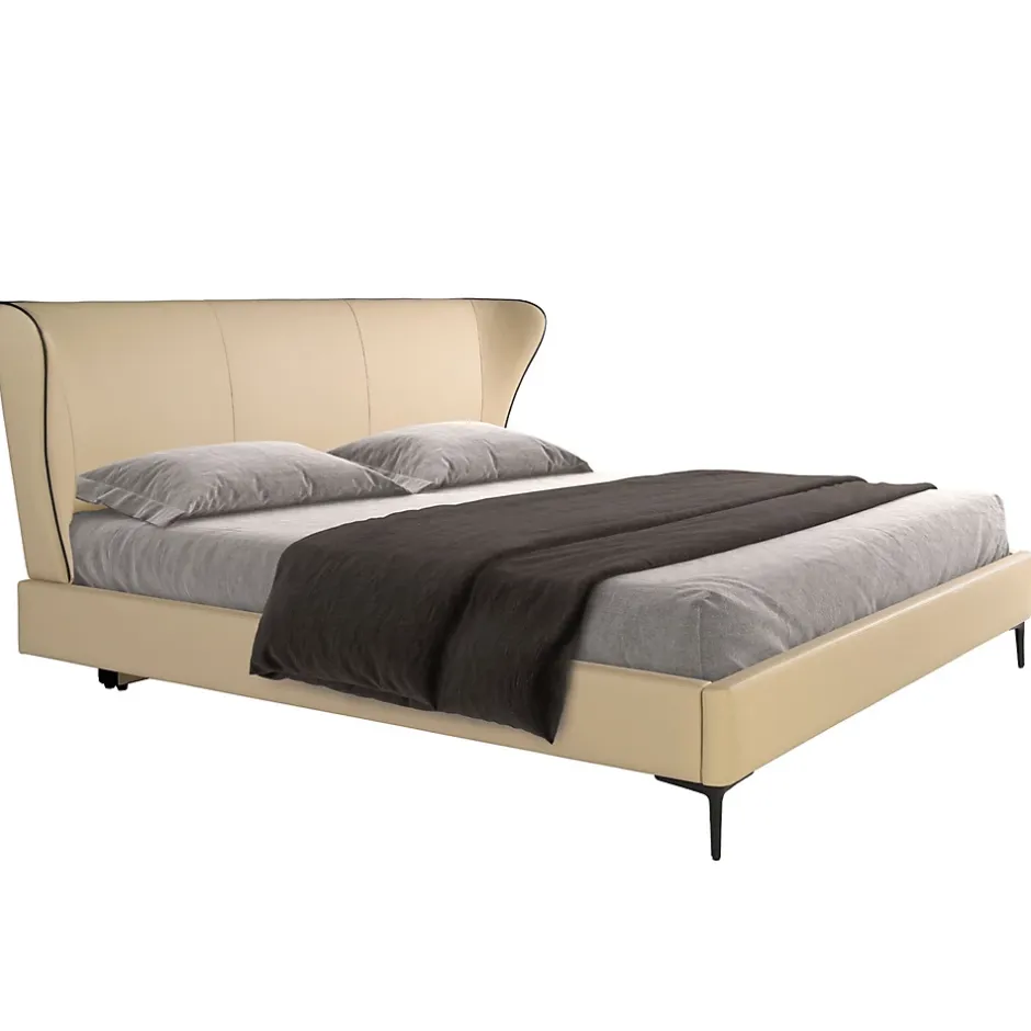 Angel Cerda Lit en similicuir crème moderne avec sommier multi-lits Online