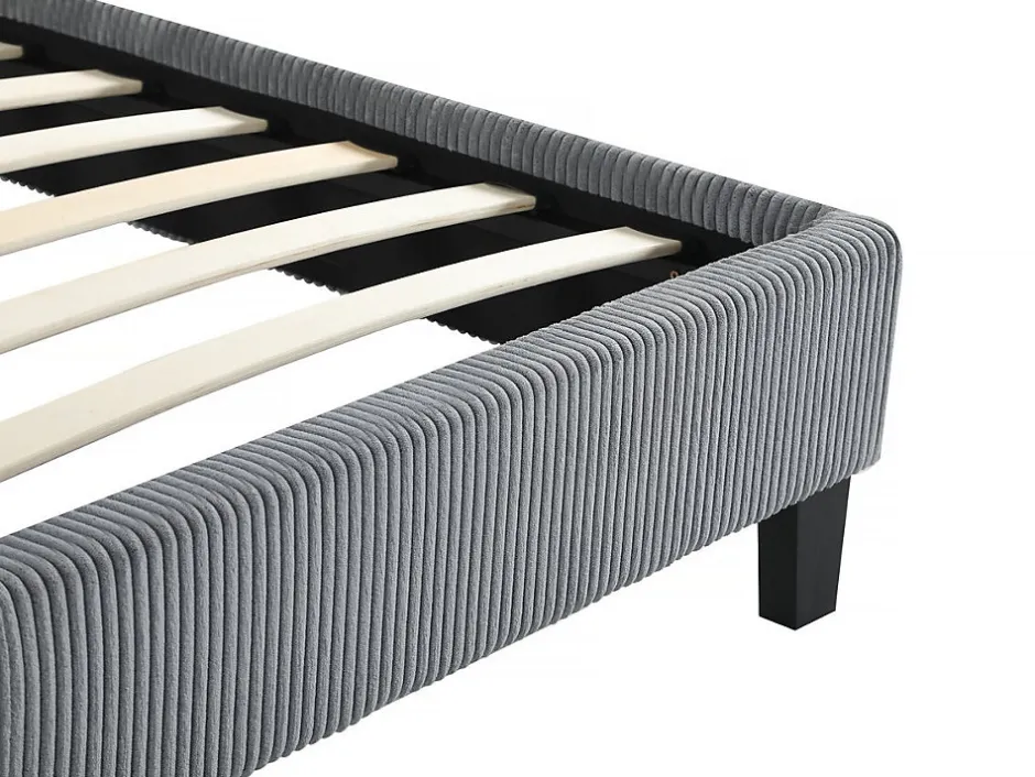 Habitat Et Jardin Lit en Velours Cotelé "Ambre" 140 x 190 Gris