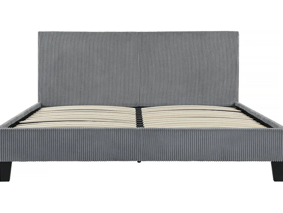 Habitat Et Jardin Lit en Velours Cotelé "Ambre" 140 x 190 Gris