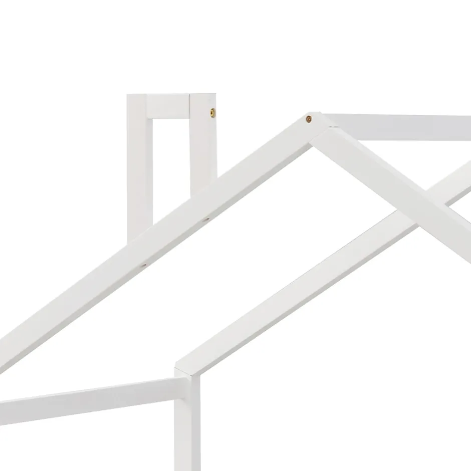 Okwish Lit enfant 90 x 200 cm - Lit Cabane avec Cheminée Antichute - Bois de Pin - Sans Matelas - Blanc Best