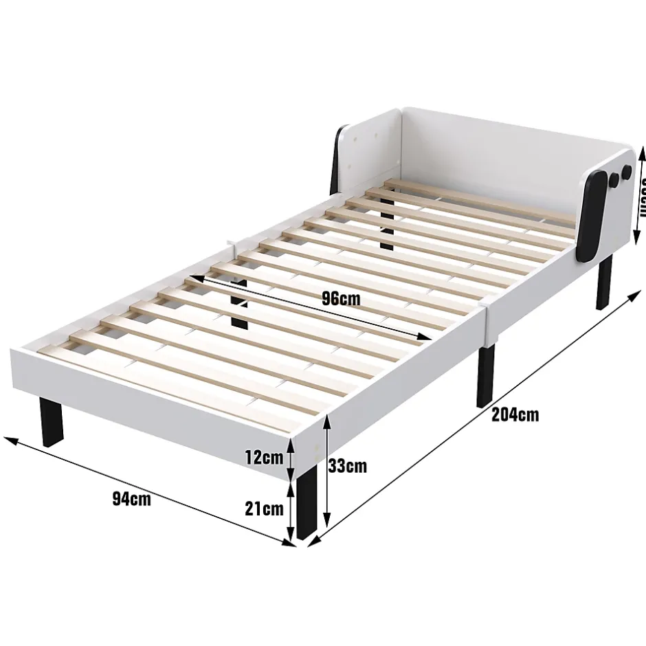 ProximaX Lit enfant 90 x 200 cm, en forme de chiots, cadre de lit en bois massif, avec sommier à lattes, sans matelas, Blanc Discount